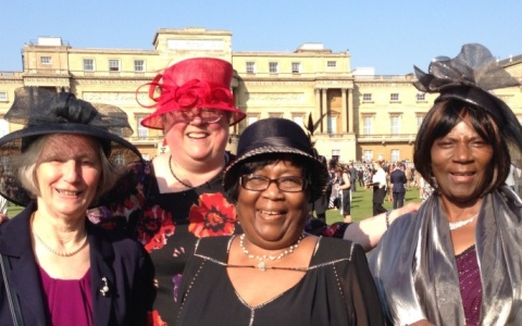 Ursula Standen (second from left) and team at Buckingham Palace 