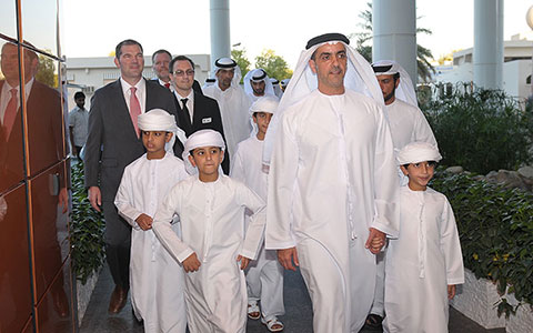 UAE Deputy Prime Minister Sheikh Saif bin Zayed and his sons at the inauguration of Oasis Hospital’s new maternity centre.  Photo: Peddle Thorp