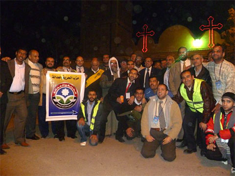 Muslim Brotherhood guarding Helwan Church, Cairo, on Saturday