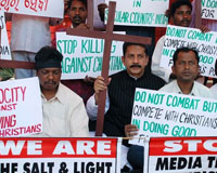 Christians protesting Kandhamal violence Christians protesting Kandhamal violence